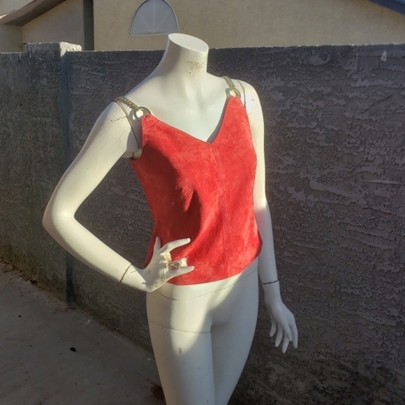 W BY WORTH RED SOFT LEATHER‎ TOP - Picture 12 of 13